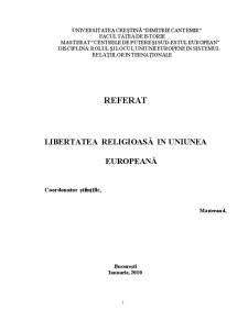 Libertatea religioasă în Uninunea Europeană - Pagina 1