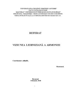 Viziunea Leibniziană a Armoniei - Pagina 1
