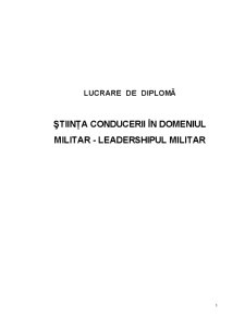 Știința Conducerii în Domeniul Militar - Leadershipul Militar - Pagina 1