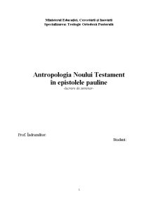 Antropologia Noului Testament în Epistolele Pauline - Pagina 1