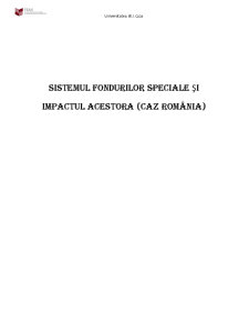 Sistemul fondurilor speciale și impactul acestora - cazul României - Pagina 1