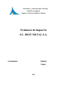 Evaluarea de Impact la SC Best Metal SA - Pagina 1