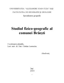 Studiul fizico-geografic al Comunei Brăești - Pagina 1