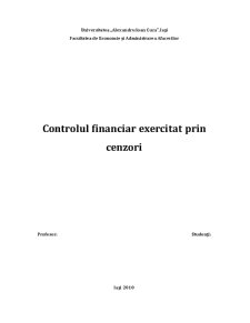 Controlul Financiar Exercitat prin Cenzori - Pagina 1