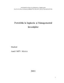 Portofoliu la Ingineria și Managementul Investițiilor - Pagina 1