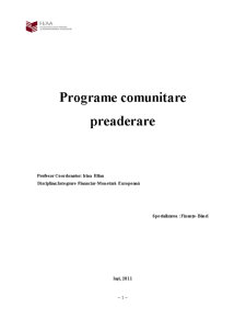 Programe Comunitare Preaderare - Pagina 1