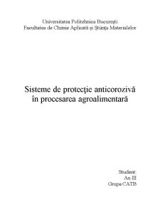 Sisteme de Protecție Anticorozivă în Procesarea Agroalimentară - Pagina 1