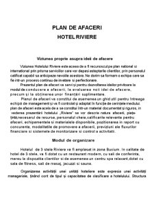 Plan de Afaceri - Hotel Riviere - Pagina 1