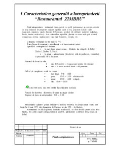 Caracteristica generală a întreprinderii - Restaurantul Zimbru - Pagina 1