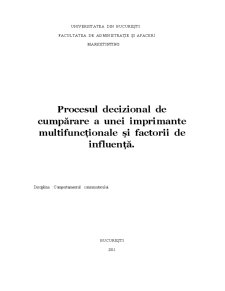 Procesul Decizional de Cumpărare a unei Imprimante Multifuncționale - Pagina 1