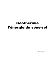 Geothermie - L'Energie du Sous-Sol - Pagina 1
