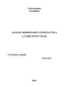 Analiza morfologică și sintactică a unor texte vechi - Pagina 1