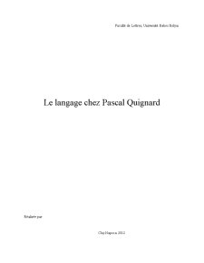 Le Langage Chez Pascal Quignard - Pagina 1