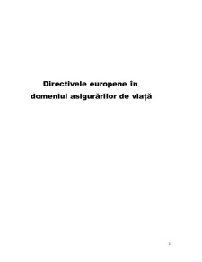 Directivele Europene în Domeniul Asigurărilor de Viață - Pagina 1