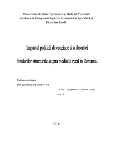 Impactul Politicii de Coeziune și a Absortiei Fondurilor Structurale asupra Mediului Rural în România - Pagina 1