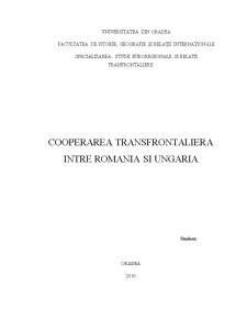 Cooperarea transfrontalieră între România și Ungaria - Pagina 1
