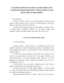 Cuantificare impactului indus asupra mediului de activitățile desfășurate de SC Mittal Steel SA Iași - Pagina 1