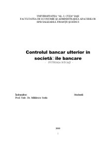 Controlul Bancar Ulterior în Societățile Bancare - Pagina 1