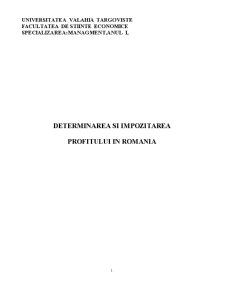 Determinarea și Impozitarea Profitului în România - Pagina 1