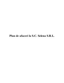 Plan de Afaceri la SC Selena SRL - Pagina 1