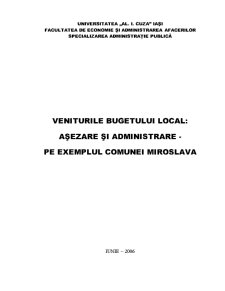 Veniturile bugetului local - așezare și administrare pe exemplul Comunei Miroslava - Pagina 2