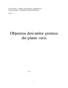 Obținerea Derivatelor Proteice din Plante Verzi - Pagina 1