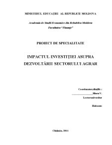 Impactul Investiției asupra Dezvoltării Sectorului Agrar - Pagina 1