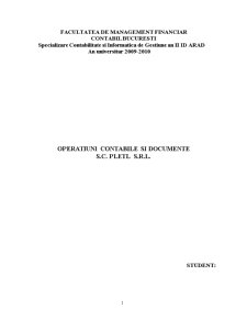 Operațiuni contabile și documente - SC Pletl SRL - Pagina 1