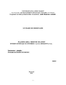 Planificarea misiunii de audit intern - entități economice la SC Moldova SA - Pagina 1