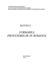 Formarea Profesorilor în România - Pagina 1