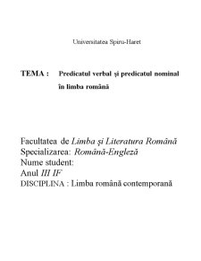 Predicatul Verbal și Predicatul Nominal în Limba Română - Pagina 1