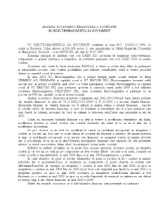 Analiza economico-financiară a societății - SC Electromagnetica SA București - Pagina 1