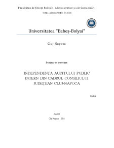 Independența Auditului Public Intern din Cadrul Consiliului Județean cluj-napoca - Pagina 1