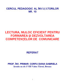 Lectură - mijloc eficient pentru formarea și dezvoltarea competențelor de comunicare - Pagina 1