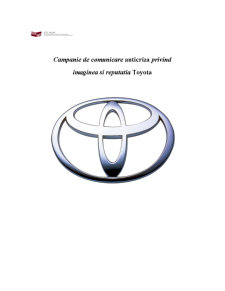 Campanie de comunicare anticriză privind imaginea și reputația Toyota - Pagina 1