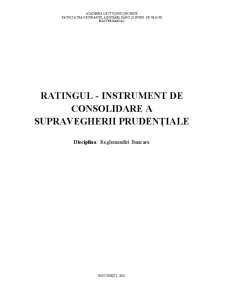 Ratingul - Instrument de Consolidare a Supravegherii Prudențiale - Pagina 1