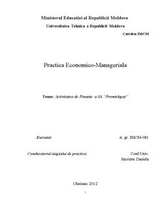 Practică economico-managerială - activitatea de finanțe a SC Promtehgaz SA - Pagina 1