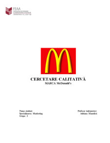 Cercetare calitativă McDonald's - Pagina 1