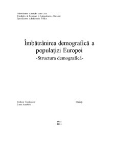 Îmbătrânirea Demografică a Populației Europei - Pagina 1