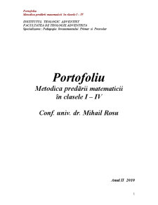 Portofoliu matematică - metodica predării matematicii în clasele I-IV - Pagina 1