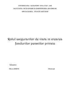 Rolul asigurărilor de viață în crearea fondurilor pensiilor private - Pagina 1