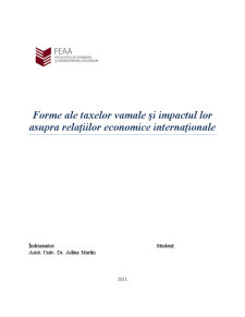 Forme ale Taxelor Vamale și Impactul Lor asupra Relațiilor Economice Internaționale - Pagina 1