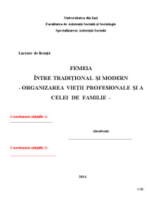 Femeia între tradiție și modern - organizarea vieții profesionale și a celei de familie - Pagina 1