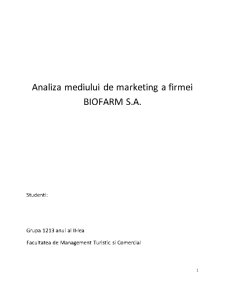 Analiza Mediului de Marketing a Firmei Biofarm SA - Pagina 1