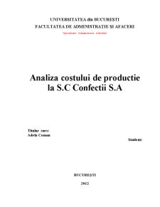 Analiza costului de producție la SC Confecții SA - Pagina 2