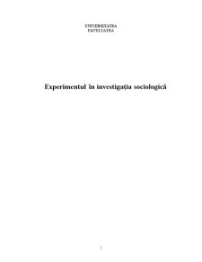 Experimentul în investigația sociologică - Pagina 1