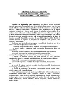 Metode clasice și metode euristice în predarea - învățarea limbii și literaturii române - Pagina 1