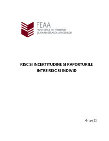 Risc și incertitudine și raporturile între risc și individ - Pagina 1
