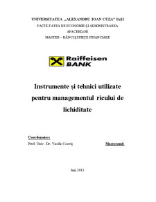 Instrumente și Tehnici Utilizate pentru Managementul Riscului de Lichiditate - Pagina 1
