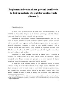 Reglementări comunitare privind conflictele de legi în materia obligațiilor contractuale (Roma I) - Pagina 1